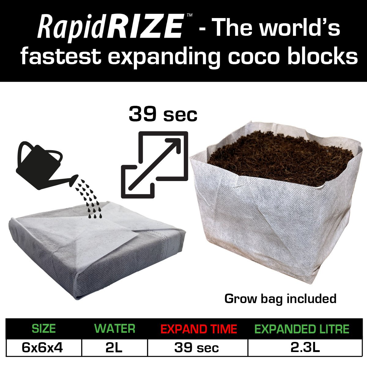 QuikGRO Rapid Rize Coco Peat Block | The Plant Boys